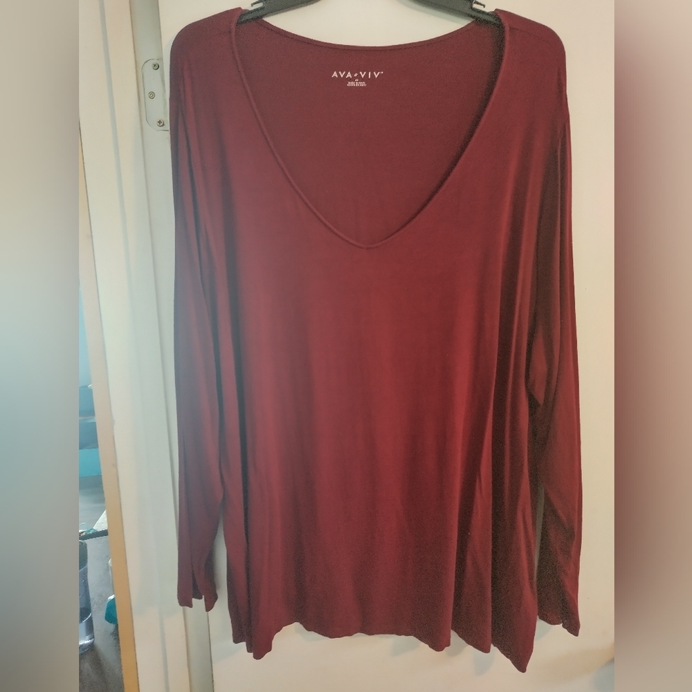 🎁Plus Size Maroon Long Sleeve Shirt🎁